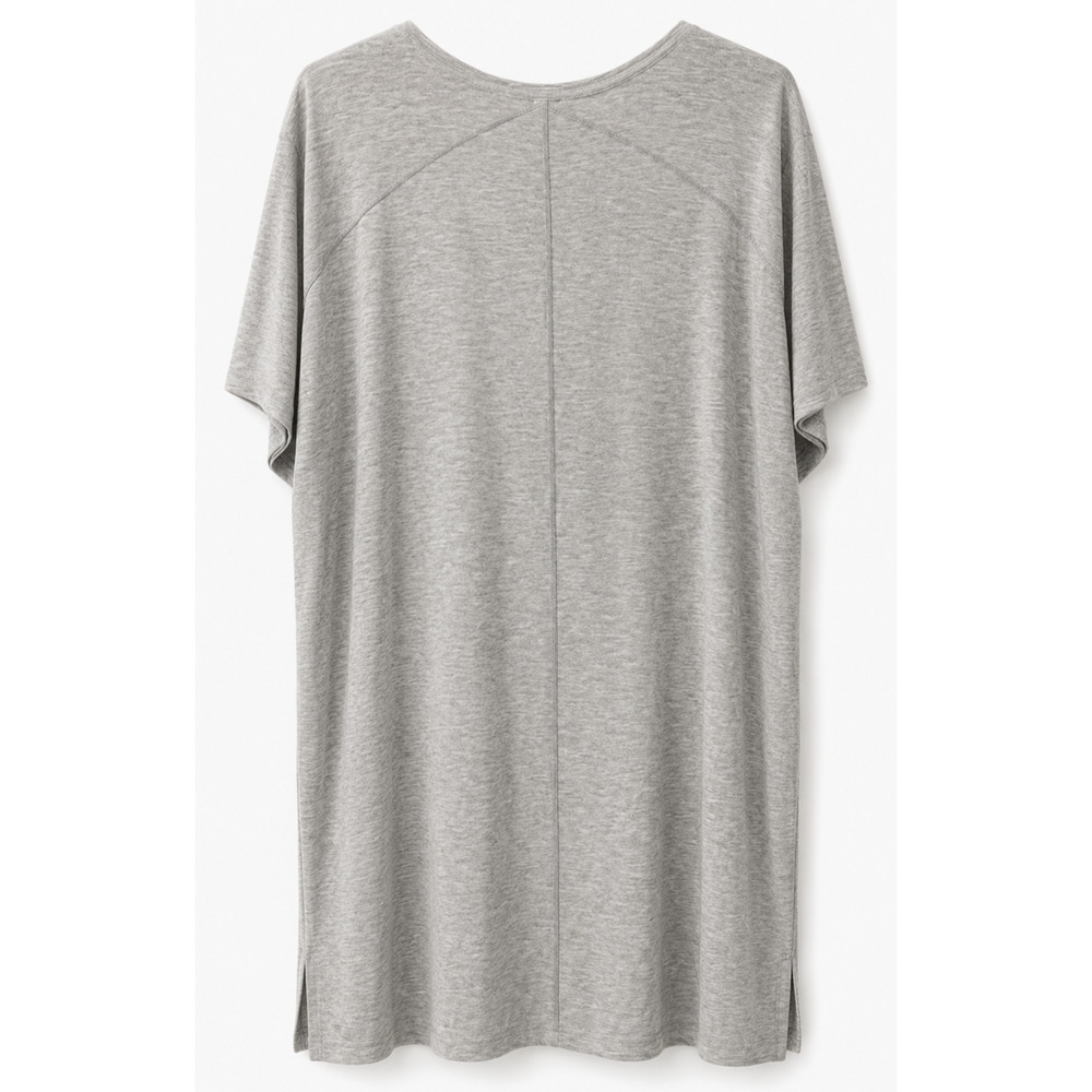 We The Free Free People Gray Oversized Tunic Top Large Pocket Hi Low Hem Comfy - Picture 2 of 8